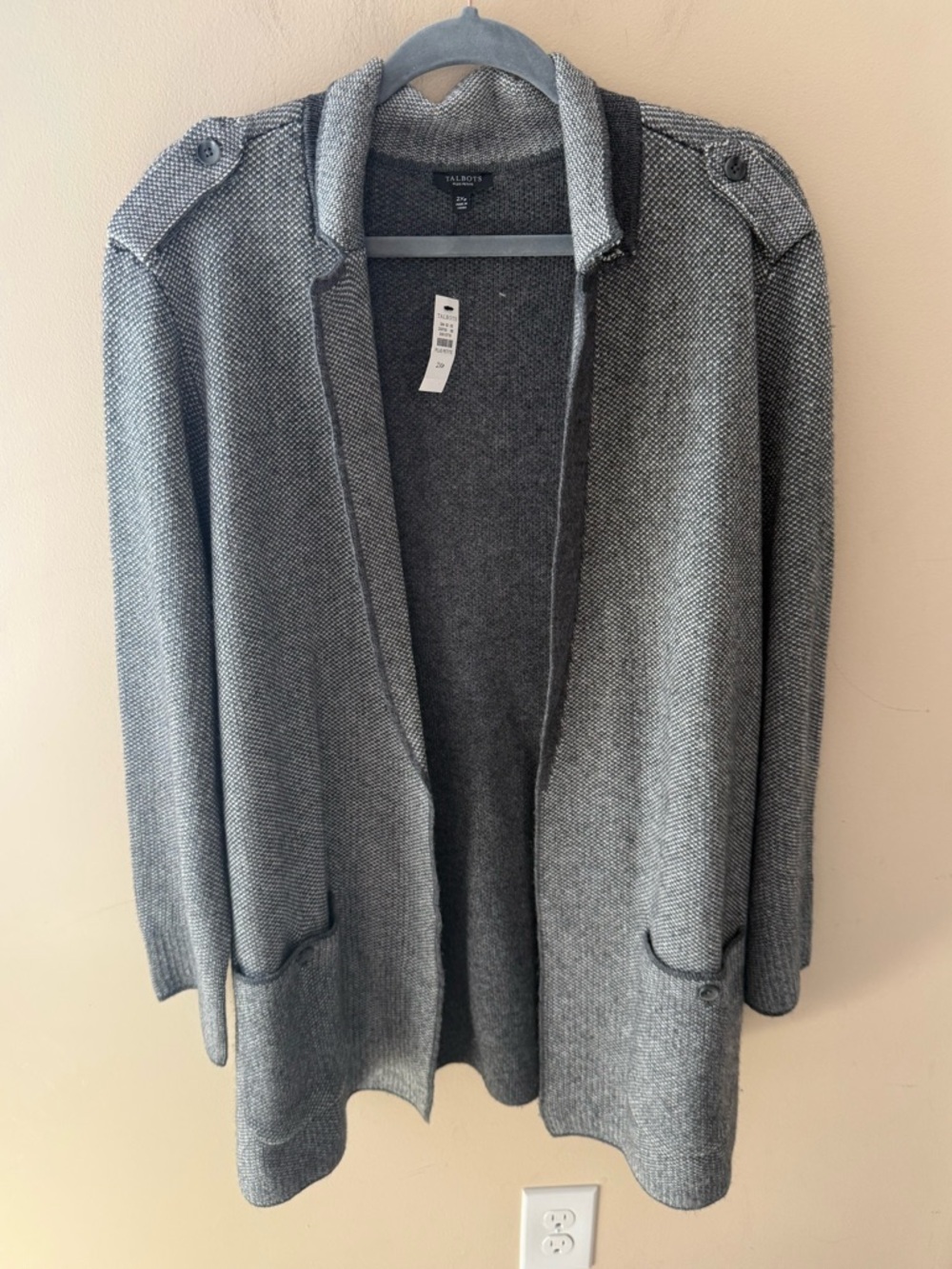 Talbots Wool nylon viscose Sweater Cardigan Coat gray size 2X petite NWT